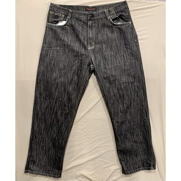 Red Ape Authentic Baggy Black Denim Jeans Mens Size 40X32 Y2K Skater Street Wear - Picture 2 of 10